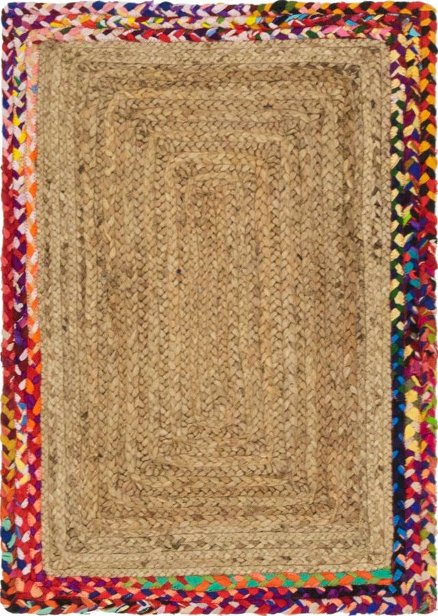 Natural 2' x 3' 1 Braided Jute Rectangle Area Rug 100% Jute Hand Braided Natural Eco-Friendly Boho Style Carpet for Living Rooms Dining Office Space Dorms for Sale at Rug Engine