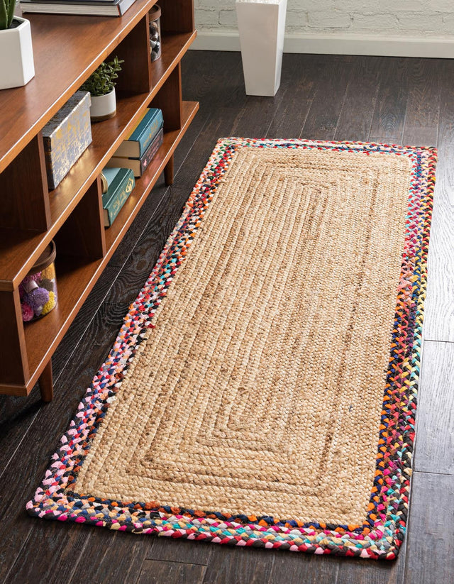 Natural 2' 7 x 6' 1 Braided Jute Runner Area Rug 100% Jute Hand Braided Natural Eco-Friendly Boho Style Carpet for Living Rooms Dining Office Space Dorms for Sale at Rug Engine