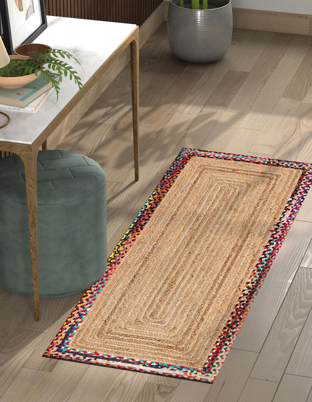 Natural 2' 7 x 6' 1 Braided Jute Runner Area Rug 100% Jute Hand Braided Natural Eco-Friendly Boho Style Carpet for Living Rooms Dining Office Space Dorms for Sale at Rug Engine