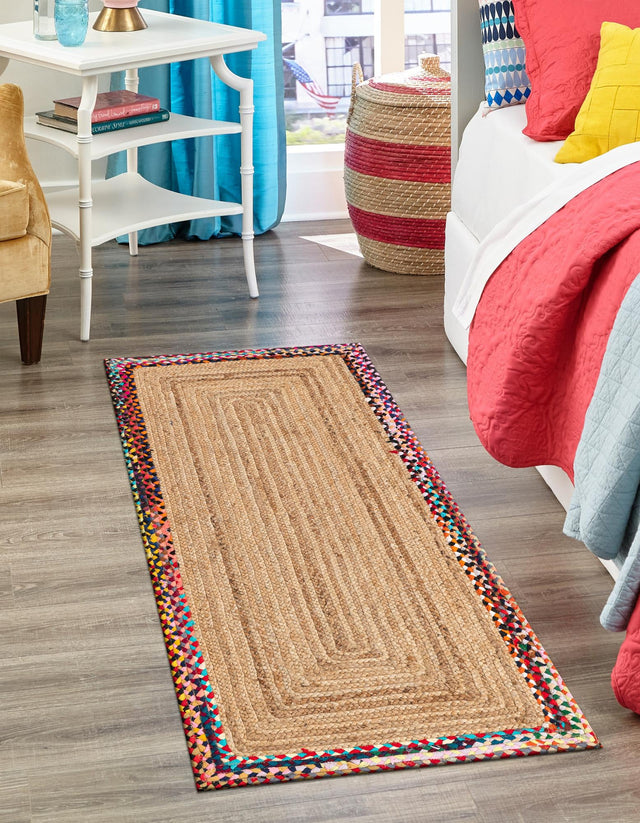 Natural 2' 7 x 6' 1 Braided Jute Runner Area Rug 100% Jute Hand Braided Natural Eco-Friendly Boho Style Carpet for Living Rooms Dining Office Space Dorms for Sale at Rug Engine