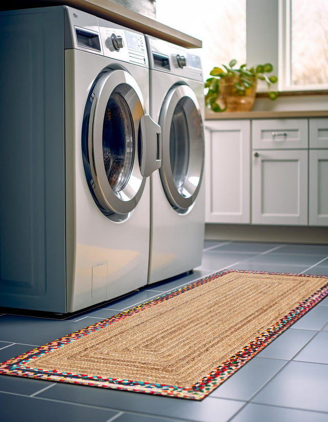 Natural 2' 7 x 6' 1 Braided Jute Runner Area Rug 100% Jute Hand Braided Natural Eco-Friendly Boho Style Carpet for Living Rooms Dining Office Space Dorms for Sale at Rug Engine