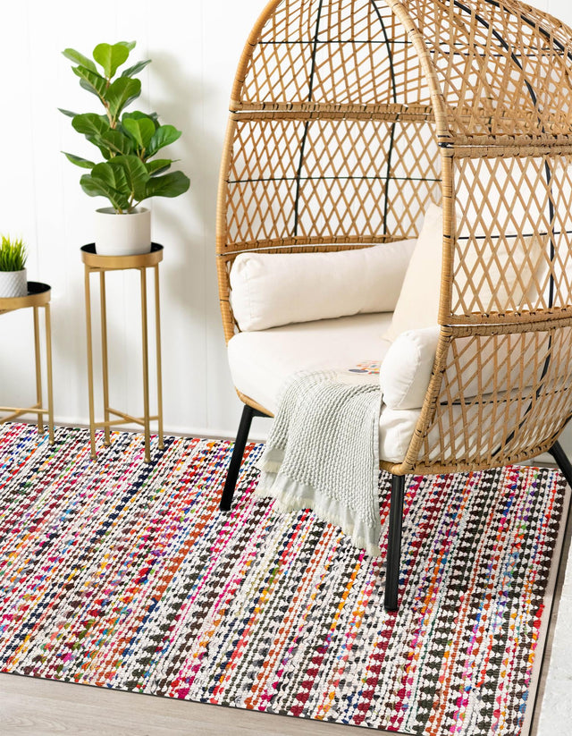 Multicolor 5' 1 x 8' Braided Chindi Rectangle Area Rug 100% Cotton Hand Braided Natural Eco-Friendly Boho Style Modern Carpet for Living Rooms Dining Office Dorm for Sale at Rug Engine