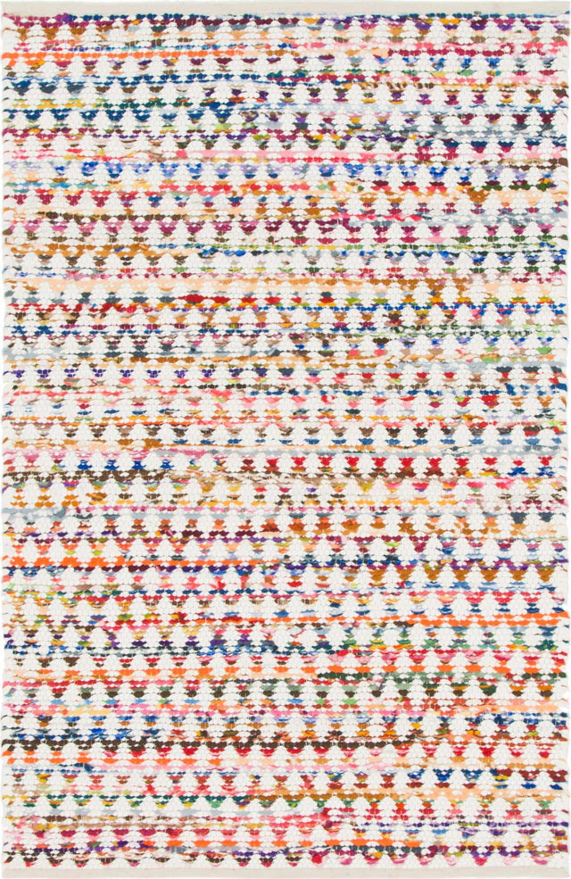 Multicolor 4' 1 x 6' 1 Braided Chindi Rectangle Area Rug 100% Cotton Hand Braided Natural Eco-Friendly Boho Style Modern Carpet for Living Rooms Dining Office Dorm for Sale at Rug Engine