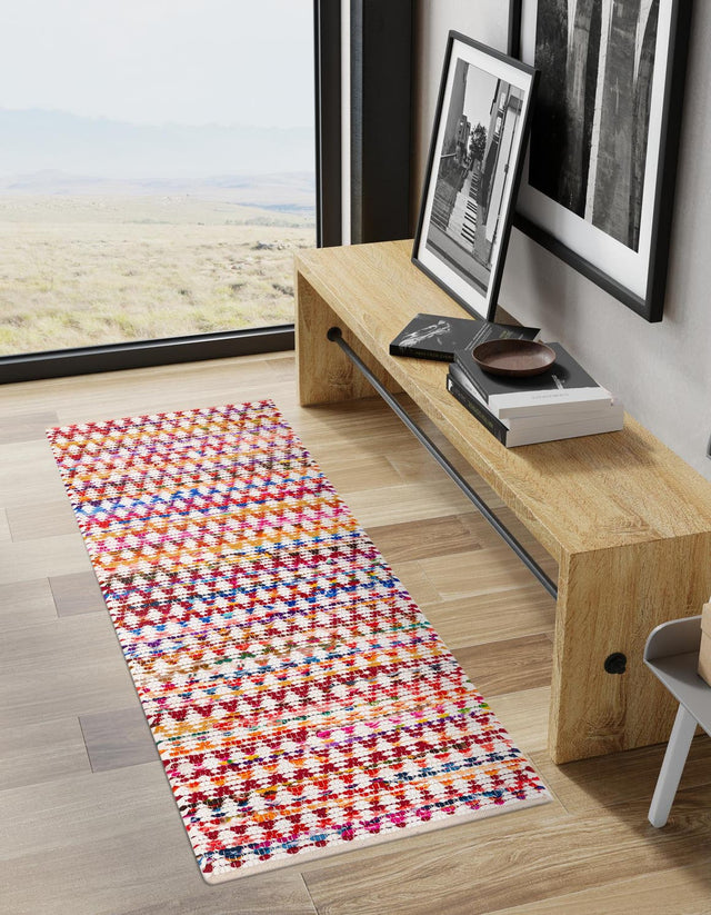 Multicolor 2' 7 x 6' 1 Braided Chindi Runner Area Rug 100% Cotton Hand Braided Natural Eco-Friendly Boho Style Modern Carpet for Living Rooms Dining Office Dorm for Sale at Rug Engine