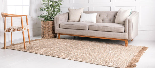 Natural 9' x 12' Braided Jute Rectangle Area Rug 100% Jute Hand Braided Natural Eco-Friendly Boho Style Carpet for Living Rooms Dining Office Space Dorms for Sale at Rug Engine