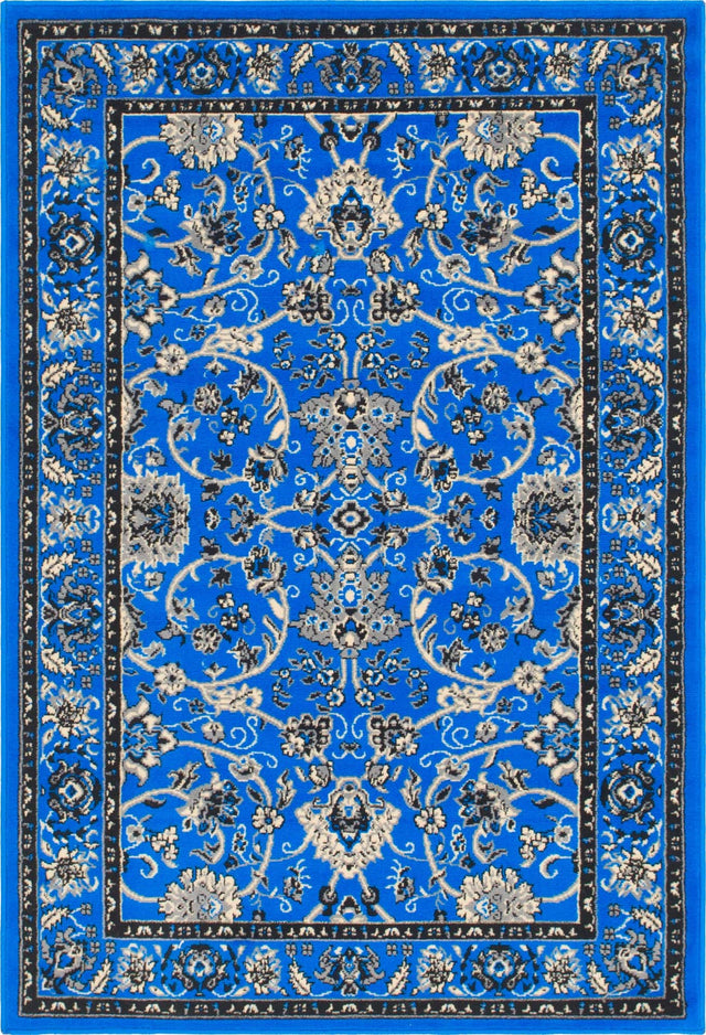 Dark Blue 4' 1 x 6' 1 Sialk Hill Rectangle Area Rug 100% Polypropylene Durable Easy Clean Classic Traditional Design Carpet for Interior Design for Sale at Rug Engine