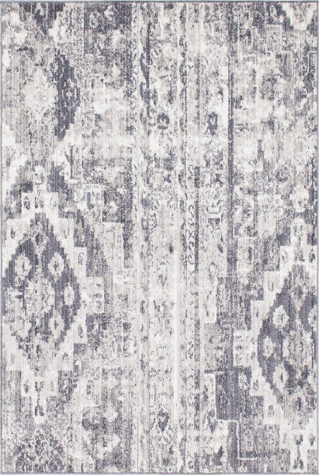 Gray 4' 1 x 6' 1 Basilica Rectangle Area Rug 100% Polyester With Jute Backing Colorful Distressed Vintage Modern Carpet for Dorm Room Living Dining Office Decor Easy to Clean Rustic Interior Design for Sale at Rug Engine