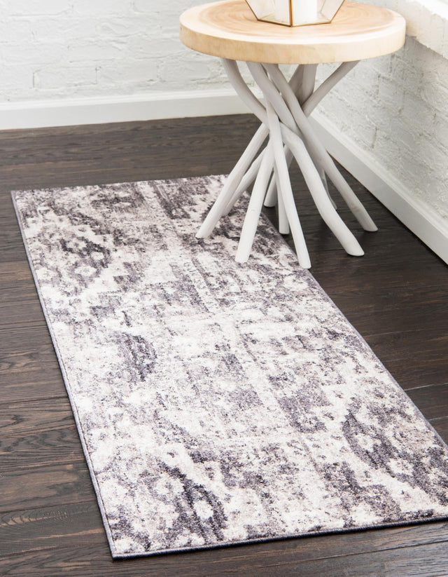 Gray 2' 2 x 6' 1 Basilica Runner Area Rug 100% Polyester With Jute Backing Colorful Distressed Vintage Modern Carpet for Dorm Room Living Dining Office Decor Easy to Clean Rustic Interior Design for Sale at Rug Engine