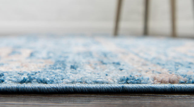 Blue 2' 2 x 6' 1 Basilica Runner Area Rug 100% Polyester With Jute Backing Colorful Distressed Vintage Modern Carpet for Dorm Room Living Dining Office Decor Easy to Clean Rustic Interior Design for Sale at Rug Engine
