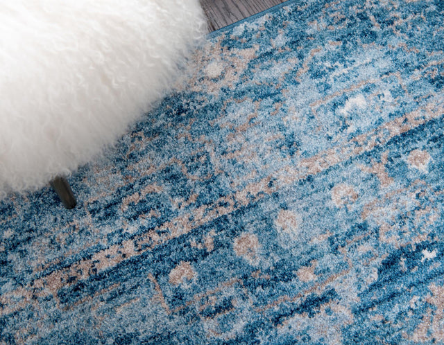 Blue 2' 2 x 6' 1 Basilica Runner Area Rug 100% Polyester With Jute Backing Colorful Distressed Vintage Modern Carpet for Dorm Room Living Dining Office Decor Easy to Clean Rustic Interior Design for Sale at Rug Engine
