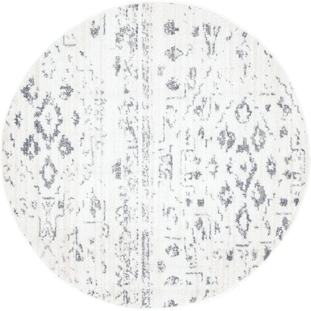 Ivory 3' 3 x 3' 3 Basilica Round Area Rug 100% Polyester With Jute Backing Colorful Distressed Vintage Modern Carpet for Dorm Room Living Dining Office Decor Easy to Clean Rustic Interior Design for Sale at Rug Engine