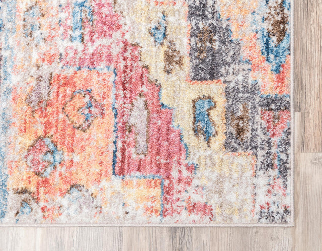 Multicolor 5' 1 x 8' Basilica Rectangle Area Rug 100% Polyester With Jute Backing Colorful Distressed Vintage Modern Carpet for Dorm Room Living Dining Office Decor Easy to Clean Rustic Interior Design for Sale at Rug Engine