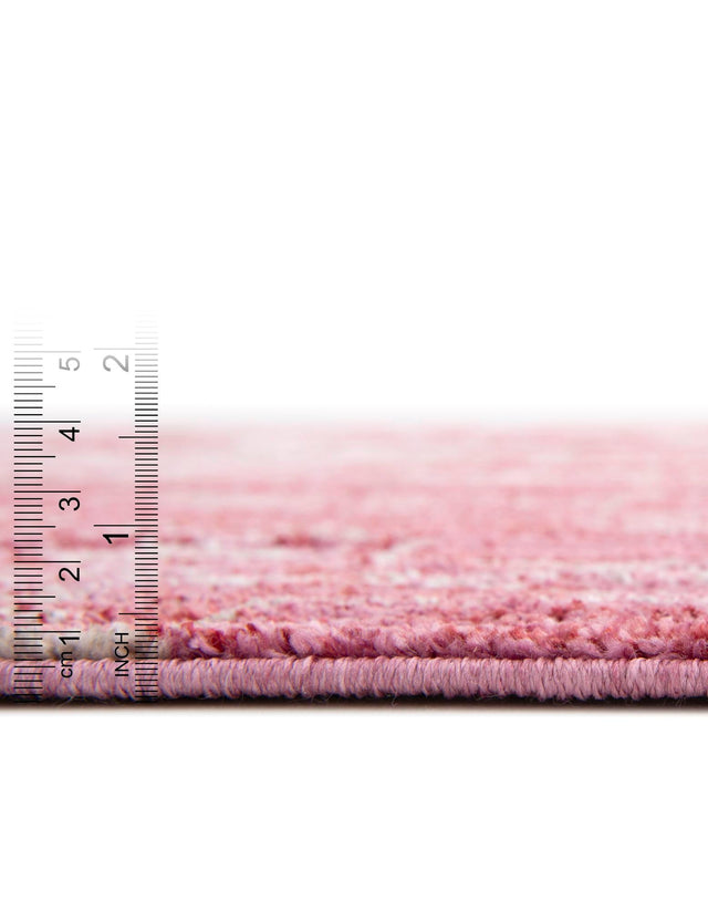 Pink 5' x 5' Basilica Round Area Rug 100% Polyester With Jute Backing Colorful Distressed Vintage Modern Carpet for Dorm Room Living Dining Office Decor Easy to Clean Rustic Interior Design for Sale at Rug Engine