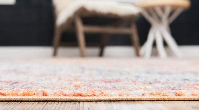 Orange 9' x 12' Brighton Rectangle Area Rug 100% Polyester With Jute Backing Vintage Distressed Colorful Traditional Carpet for Interior Room Design for Sale at Rug Engine