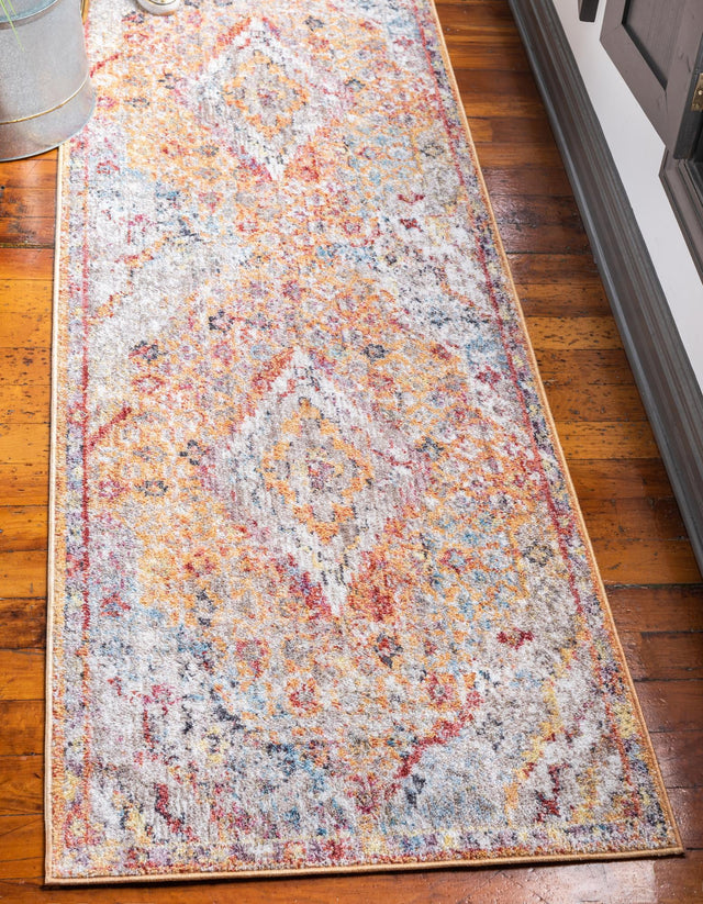 Orange 2' 7 x 8' 2 Brighton Runner Area Rug 100% Polyester With Jute Backing Vintage Distressed Colorful Traditional Carpet for Interior Room Design for Sale at Rug Engine