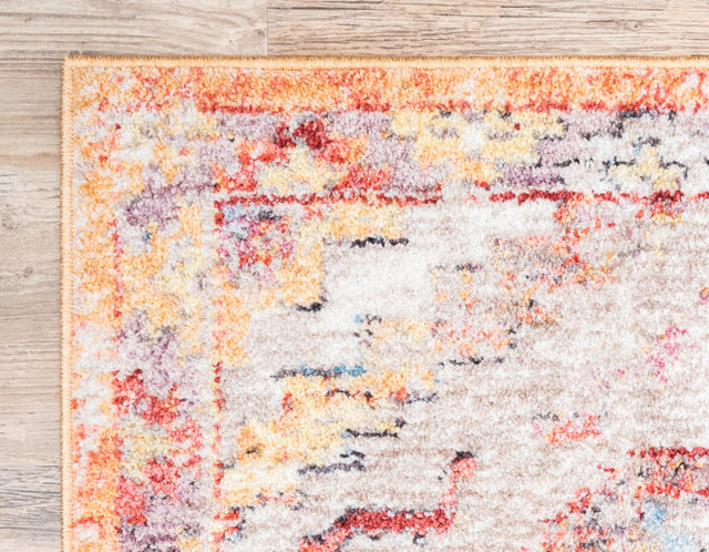 Orange 2' 7 x 8' 2 Brighton Runner Area Rug 100% Polyester With Jute Backing Vintage Distressed Colorful Traditional Carpet for Interior Room Design for Sale at Rug Engine