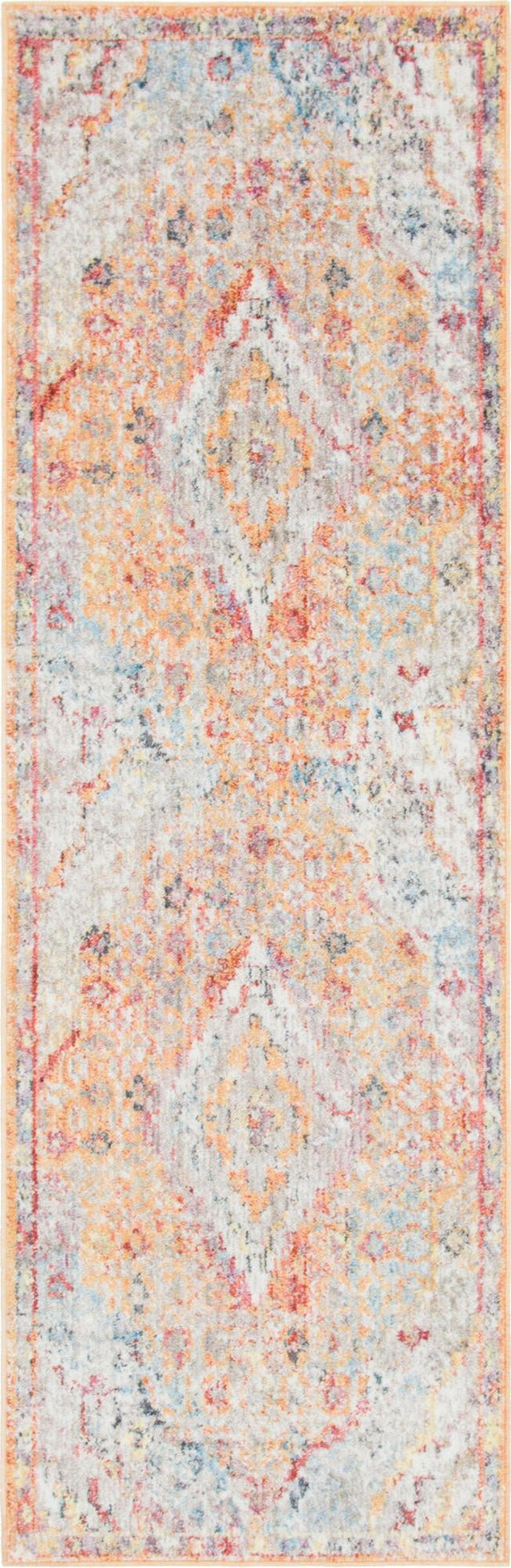 Orange 2' 7 x 8' 2 Brighton Runner Area Rug 100% Polyester With Jute Backing Vintage Distressed Colorful Traditional Carpet for Interior Room Design for Sale at Rug Engine