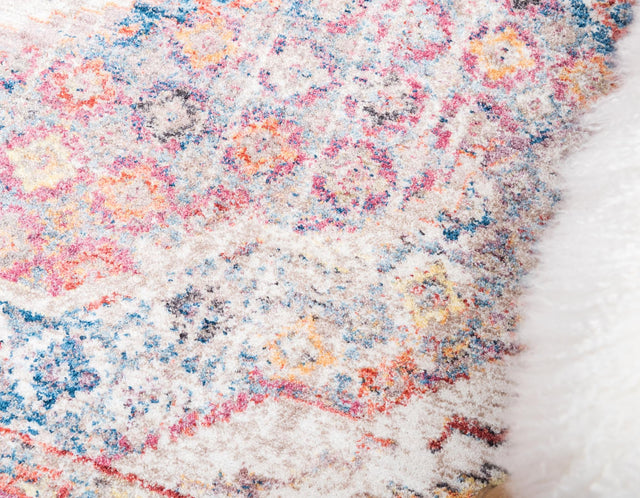Multicolor 8' x 8' Brighton Square Area Rug 100% Polyester With Jute Backing Vintage Distressed Colorful Traditional Carpet for Interior Room Design for Sale at Rug Engine