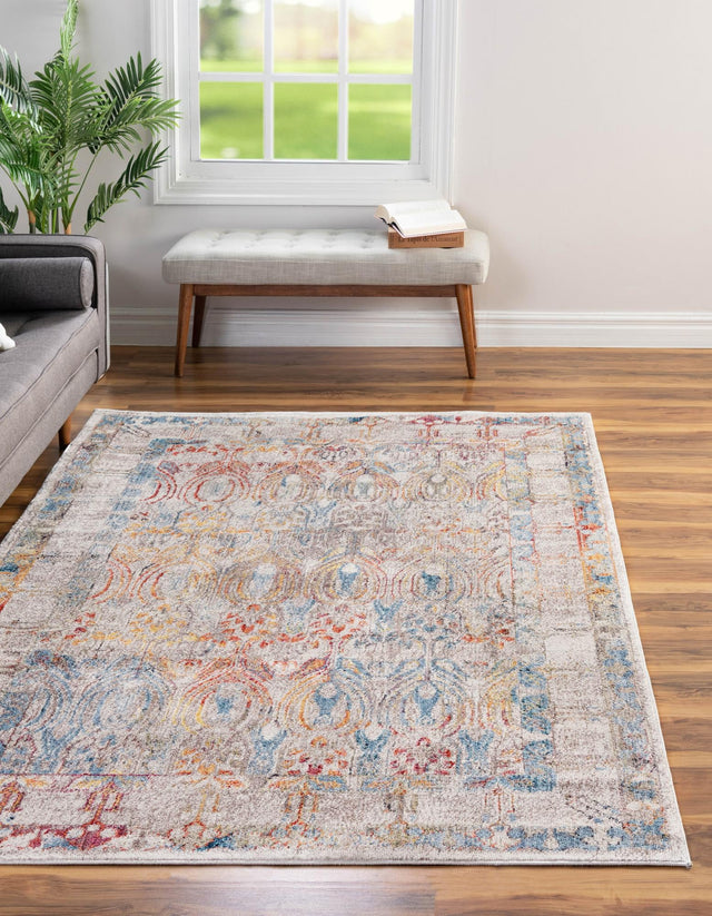 Multicolor 2' 2 x 3' 1 Brighton Rectangle Area Rug 100% Polyester With Jute Backing Vintage Distressed Colorful Traditional Carpet for Interior Room Design for Sale at Rug Engine