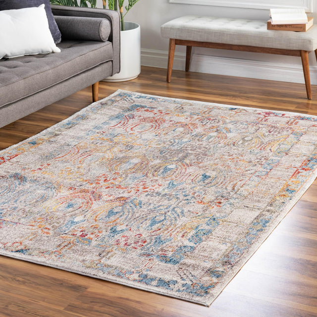 Multicolor 2' 2 x 3' 1 Brighton Rectangle Area Rug 100% Polyester With Jute Backing Vintage Distressed Colorful Traditional Carpet for Interior Room Design for Sale at Rug Engine