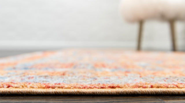 Orange 2' 7 x 8' 2 Brighton Runner Area Rug 100% Polyester With Jute Backing Vintage Distressed Colorful Traditional Carpet for Interior Room Design for Sale at Rug Engine