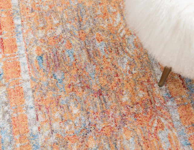 Orange 2' 7 x 8' 2 Brighton Runner Area Rug 100% Polyester With Jute Backing Vintage Distressed Colorful Traditional Carpet for Interior Room Design for Sale at Rug Engine