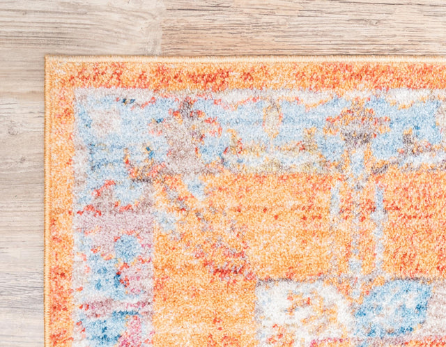 Orange 2' 7 x 8' 2 Brighton Runner Area Rug 100% Polyester With Jute Backing Vintage Distressed Colorful Traditional Carpet for Interior Room Design for Sale at Rug Engine