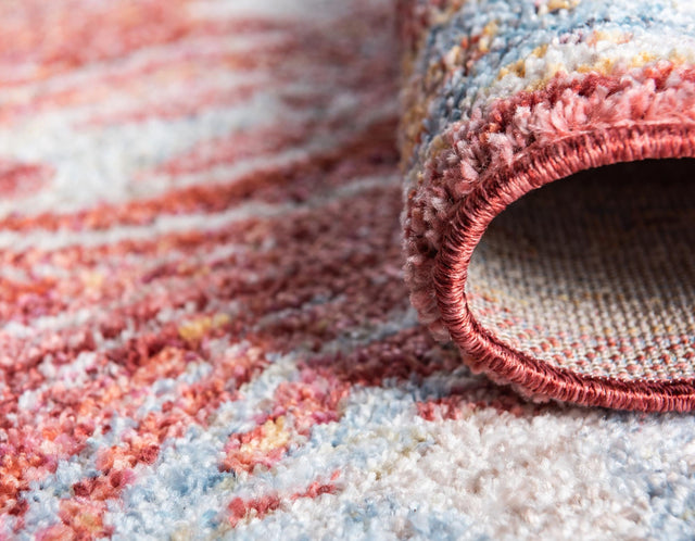 Red 8' x 8' Brighton Square Area Rug 100% Polyester With Jute Backing Vintage Distressed Colorful Traditional Carpet for Interior Room Design for Sale at Rug Engine