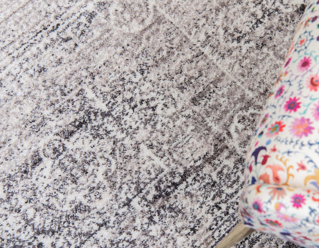 Gray 2' 7 x 8' 2 Brighton Runner Area Rug 100% Polyester With Jute Backing Vintage Distressed Colorful Traditional Carpet for Interior Room Design for Sale at Rug Engine