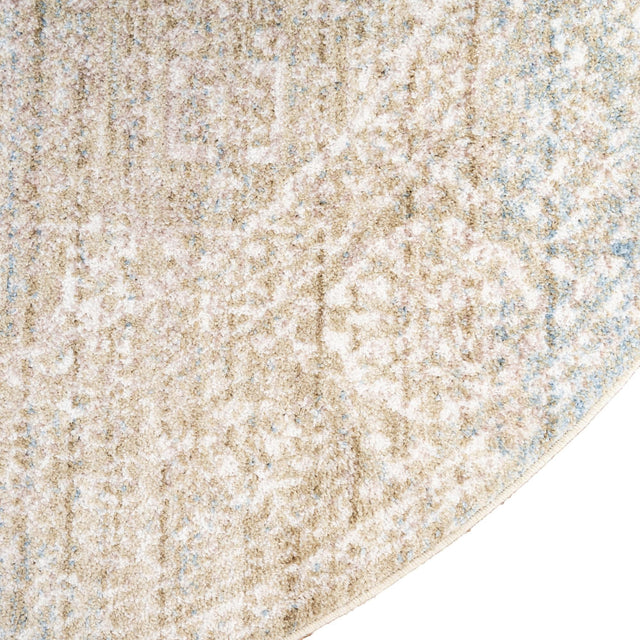 Green 3' 3 x 3' 3 Brighton Round Area Rug 100% Polyester With Jute Backing Vintage Distressed Colorful Traditional Carpet for Interior Room Design for Sale at Rug Engine