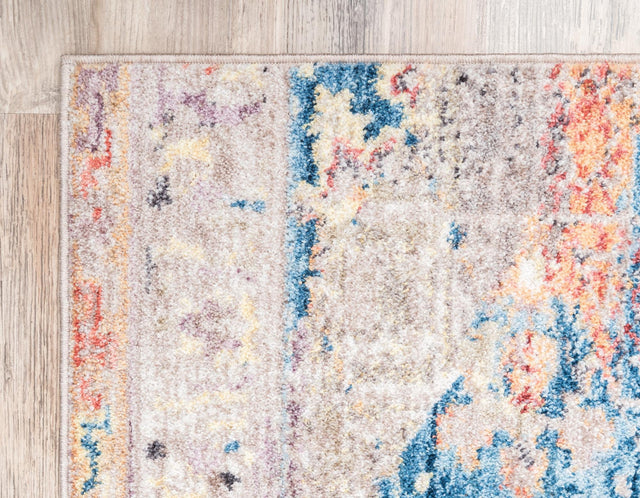 Blue 2' 2 x 3' 1 Basilica Rectangle Area Rug 100% Polyester With Jute Backing Colorful Distressed Vintage Modern Carpet for Dorm Room Living Dining Office Decor Easy to Clean Rustic Interior Design for Sale at Rug Engine