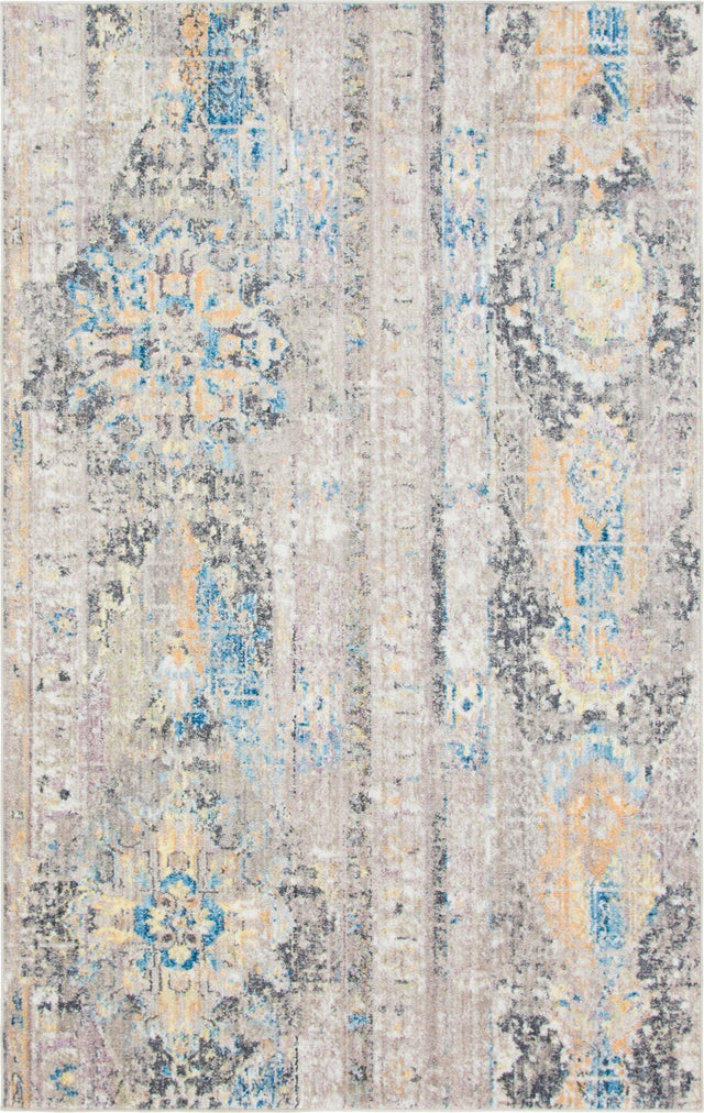Light Brown 5' 1 x 8' Basilica Rectangle Area Rug 100% Polyester With Jute Backing Colorful Distressed Vintage Modern Carpet for Dorm Room Living Dining Office Decor Easy to Clean Rustic Interior Design for Sale at Rug Engine