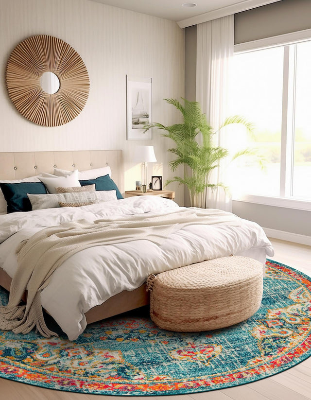 Blue 3' 1 x 3' 1 Penrose Round Area Rug