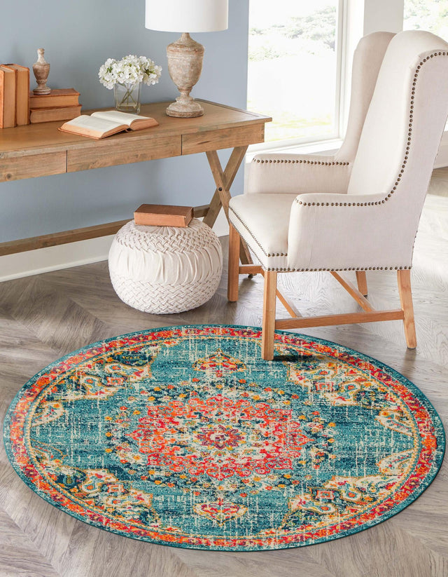 Blue 4' 1 x 4' 1 Penrose Round Area Rug