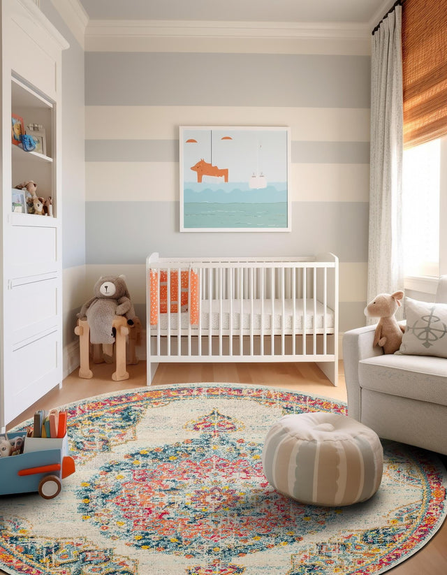 Ivory 3' 1 x 3' 1 Penrose Round Area Rug