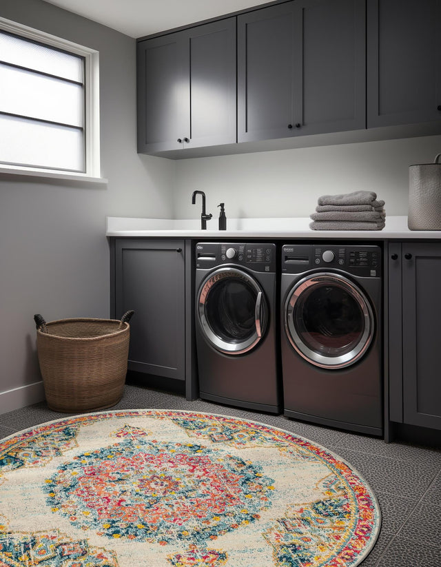 Ivory 4' 1 x 4' 1 Penrose Round Area Rug