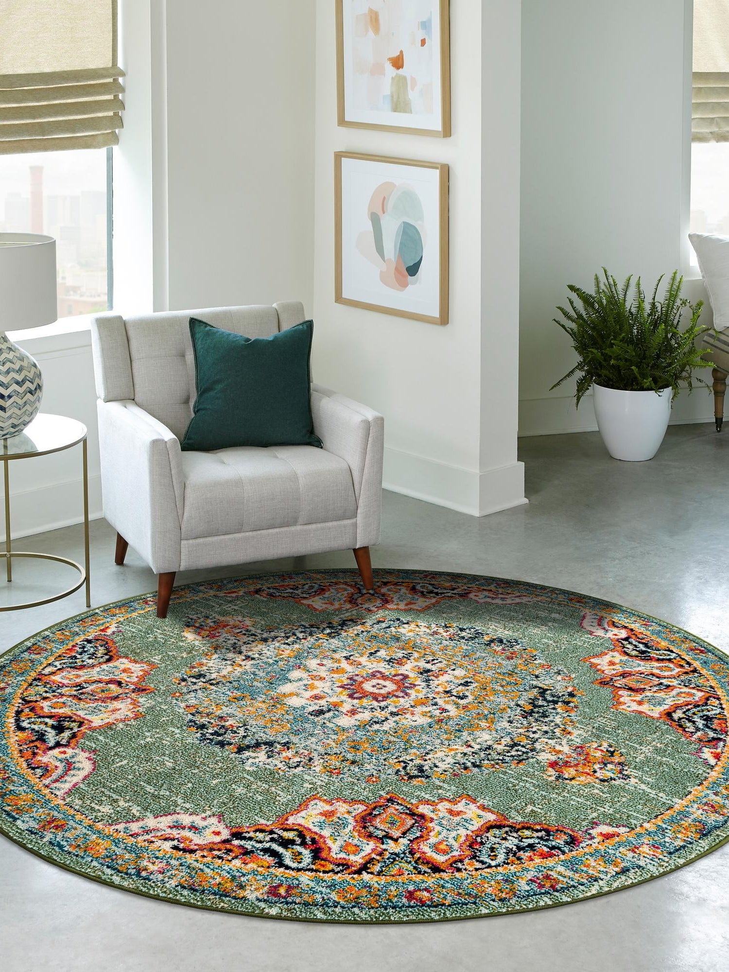 Green 7' 10 x 7' 10 Penrose Round Area Rug