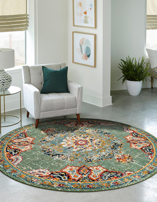 Green 4' 1 x 4' 1 Penrose Round Area Rug