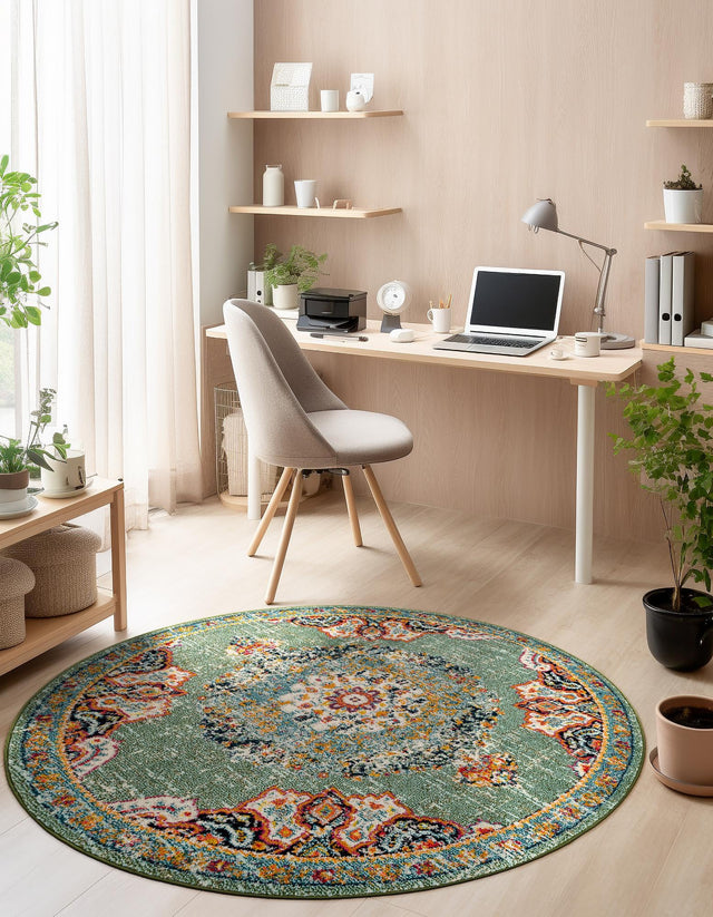 Green 3' 1 x 3' 1 Penrose Round Area Rug