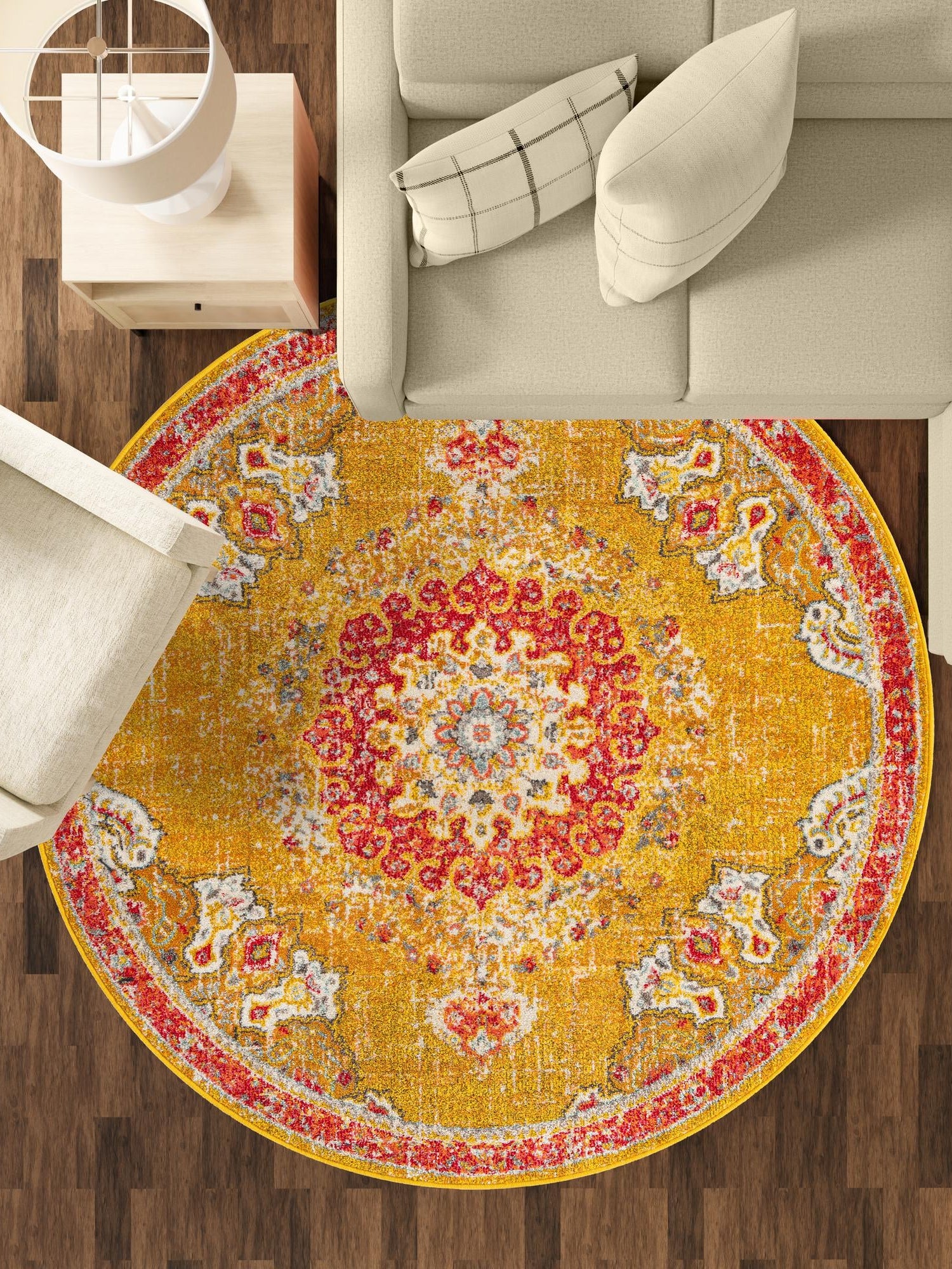 Gold 3' 1 x 3' 1 Penrose Round Area Rug