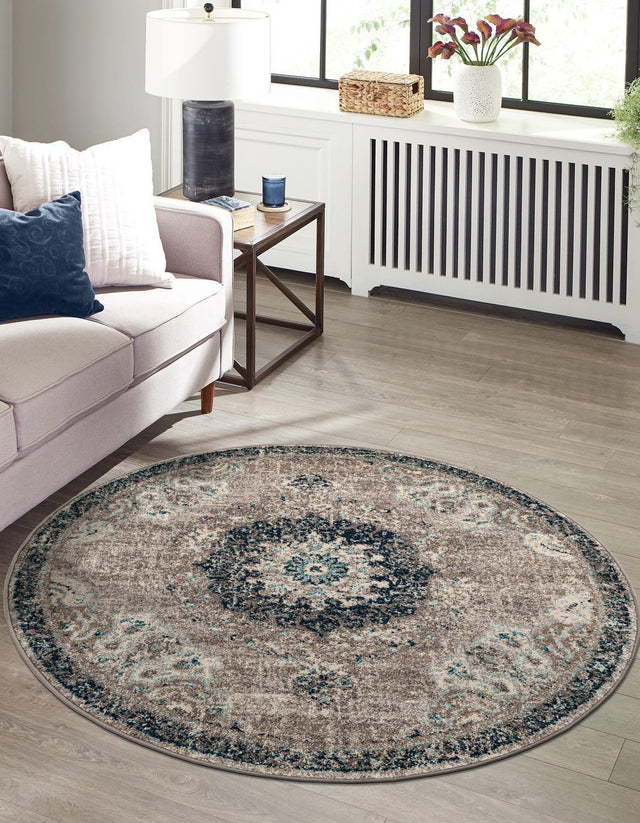 Gray 6' 1 x 6' 1 Penrose Round Area Rug