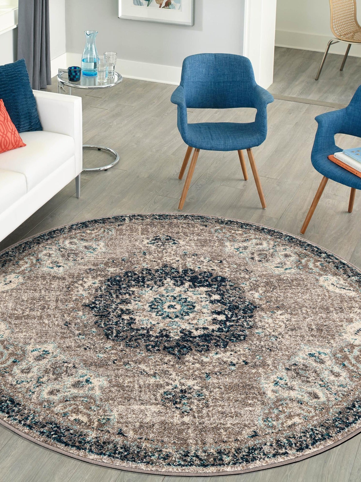 Gray 3' 1 x 3' 1 Penrose Round Area Rug