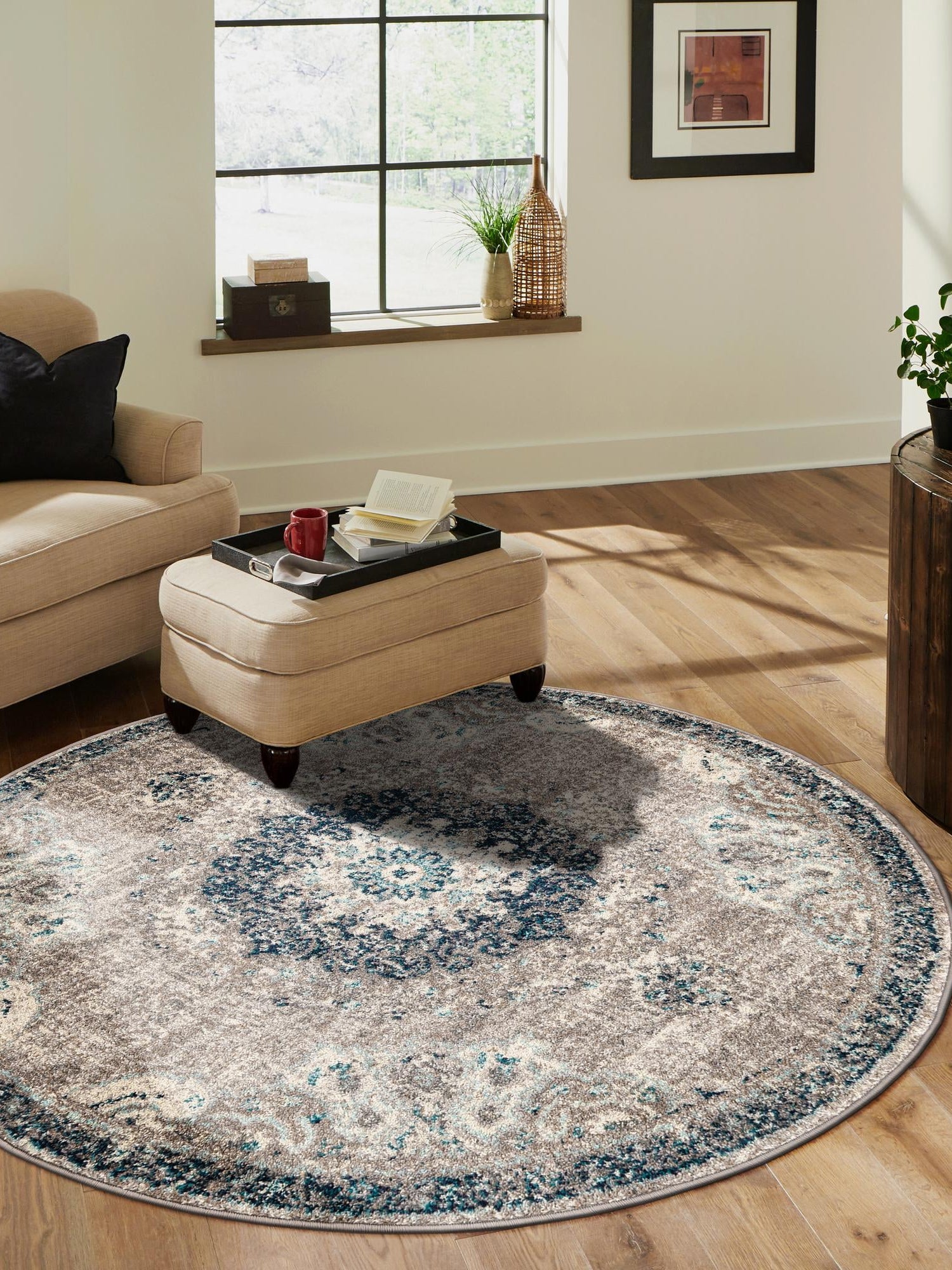 Gray 3' 1 x 3' 1 Penrose Round Area Rug