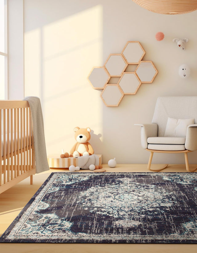 Navy Blue 8' x 8' Penrose Square Area Rug