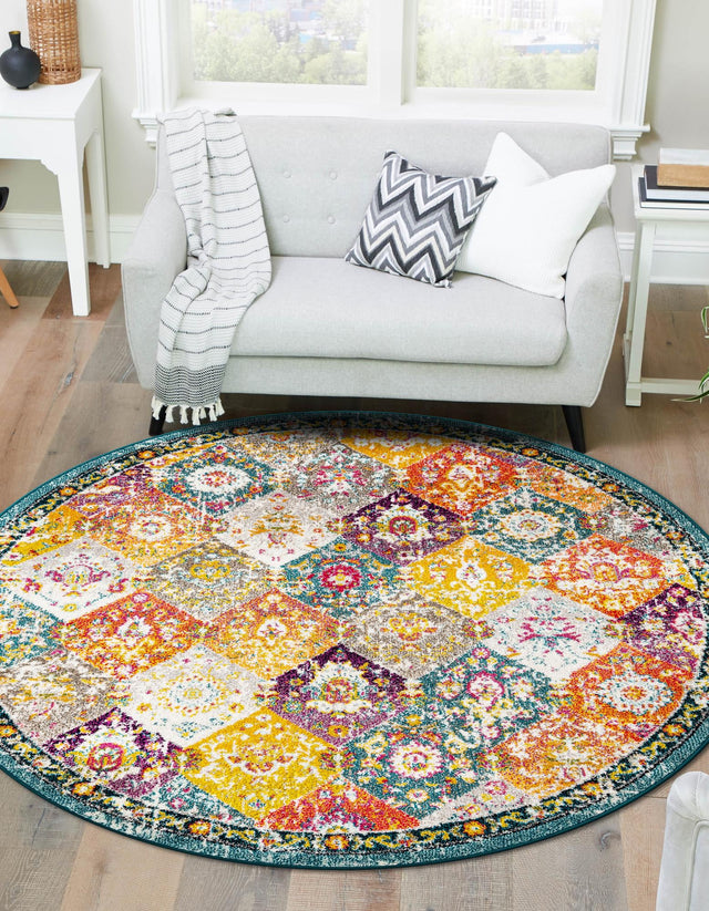 Multicolor 5' 3 x 5' 3 Penrose Round Area Rug