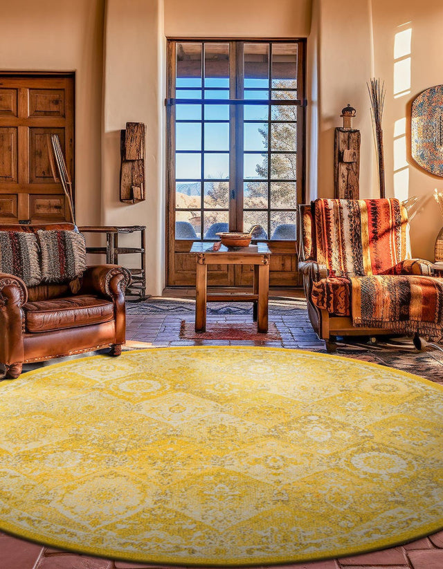 Yellow 6' 1 x 6' 1 Penrose Round Area Rug