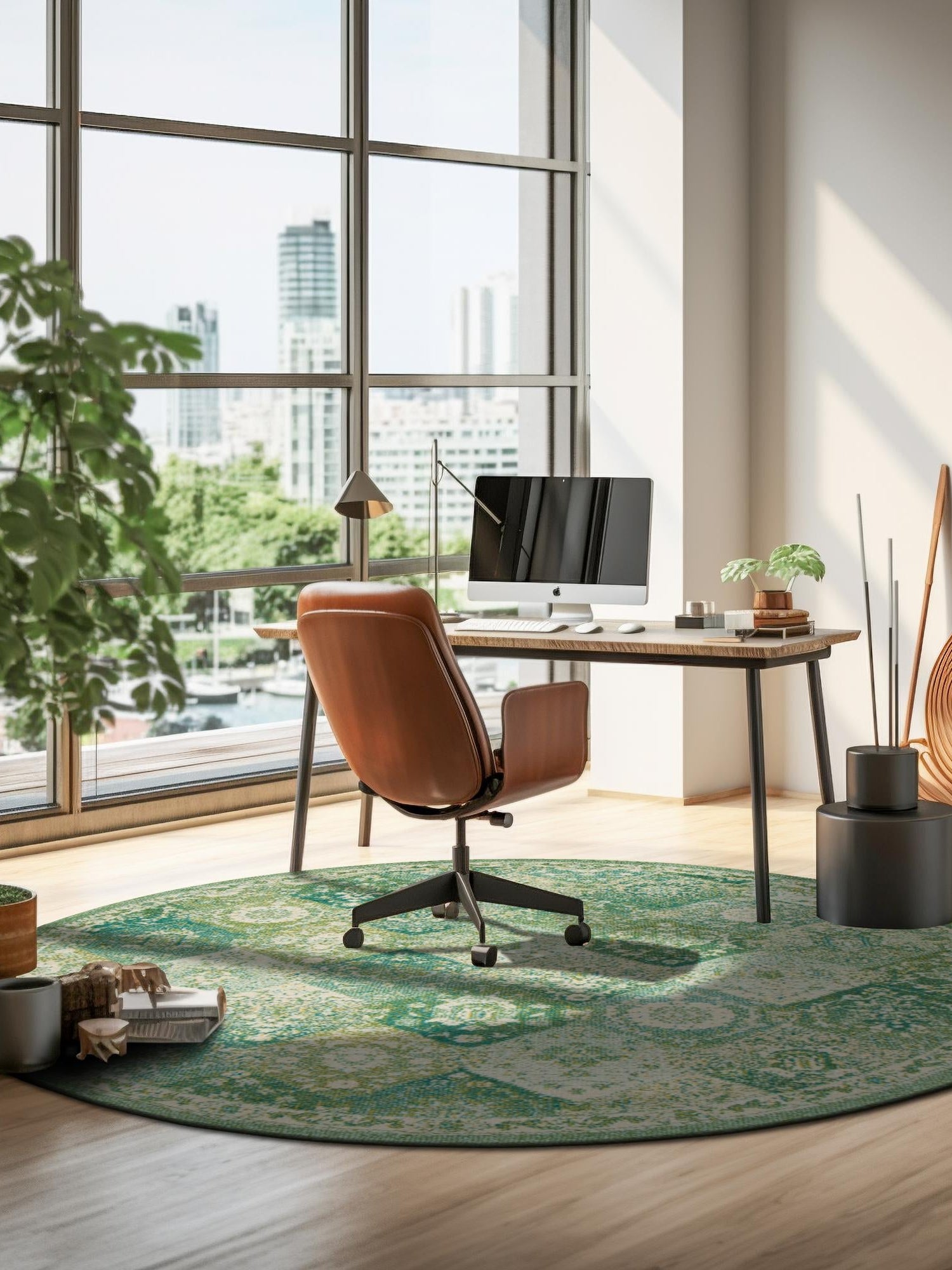 Green 6' 1 x 6' 1 Penrose Round Area Rug