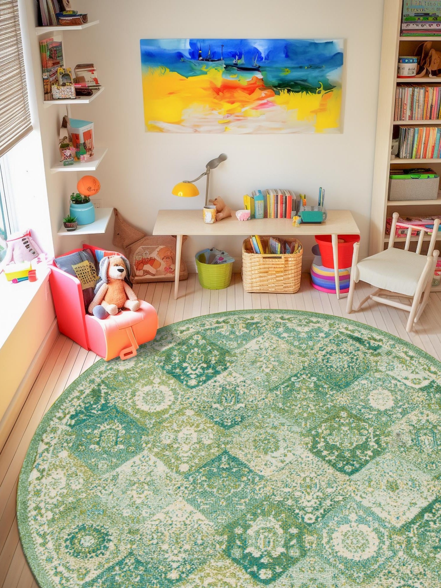 Green 7' 10 x 7' 10 Penrose Round Area Rug