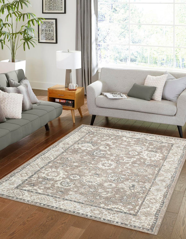 Beige Brown 9' x 12' Penrose Rectangle Area Rug