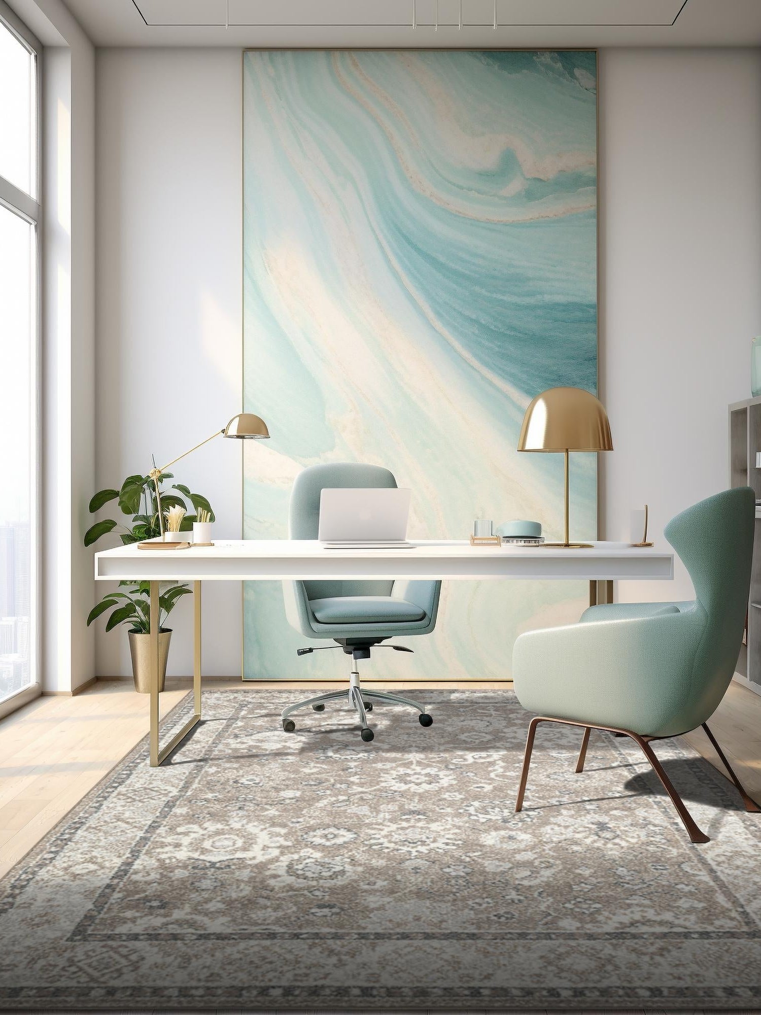 Beige Brown 7' 10 x 11' Penrose Rectangle Area Rug
